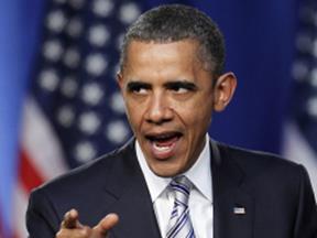 Description: President Barack Obama addresses an audience during a campaign fundraising event, in Boston, May 18, 2011.